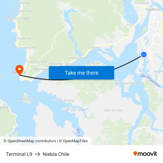 Terminal L9 to Niebla Chile map