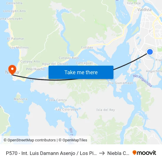P570 - Int. Luis Damann Asenjo / Los Pimpollos to Niebla Chile map