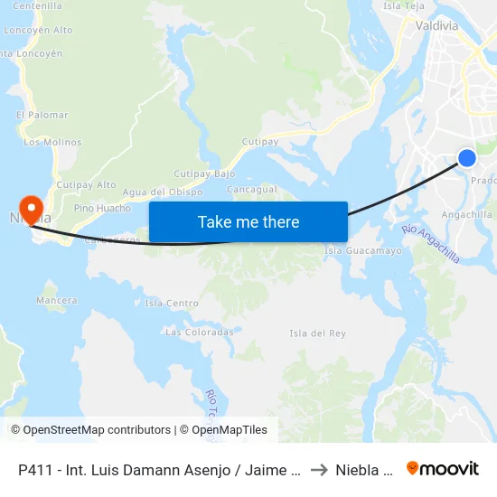 P411 - Int. Luis Damann Asenjo / Jaime De La Guarda to Niebla Chile map