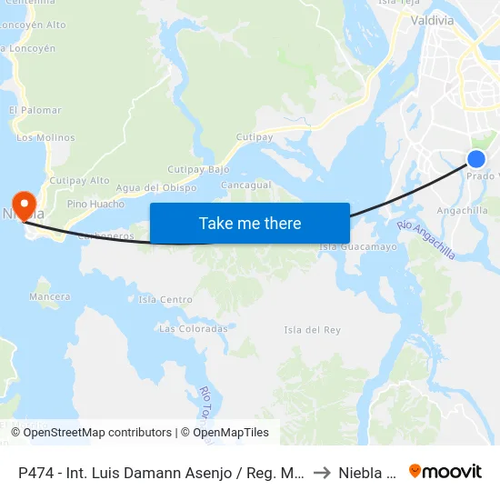 P474 - Int. Luis Damann Asenjo / Reg. Mario Contreras to Niebla Chile map
