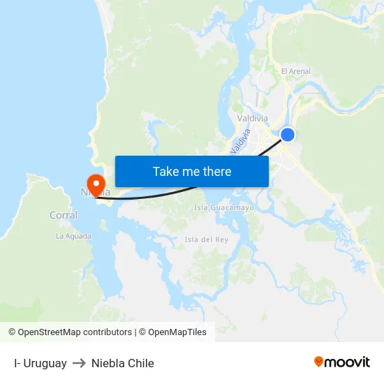 I- Uruguay to Niebla Chile map