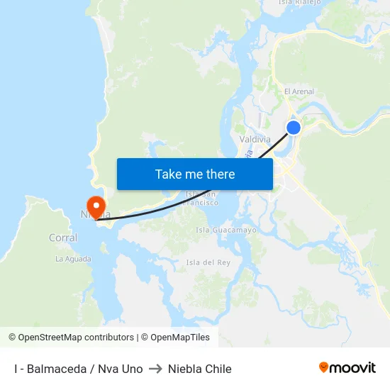 I - Balmaceda / Nva Uno to Niebla Chile map