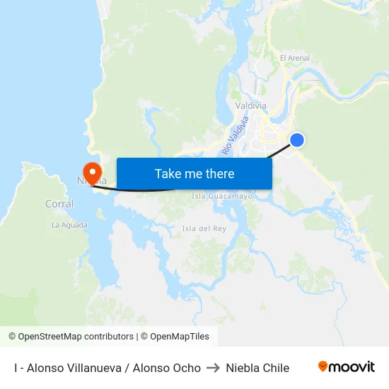 I - Alonso Villanueva / Alonso Ocho to Niebla Chile map