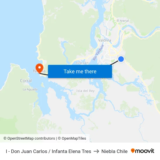 I - Don Juan Carlos / Infanta Elena Tres to Niebla Chile map