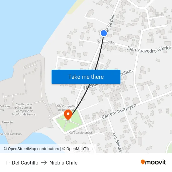 I - Del Castillo to Niebla Chile map
