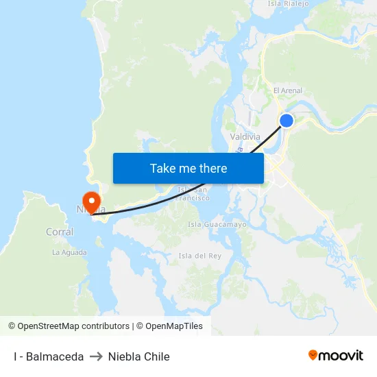 I - Balmaceda to Niebla Chile map