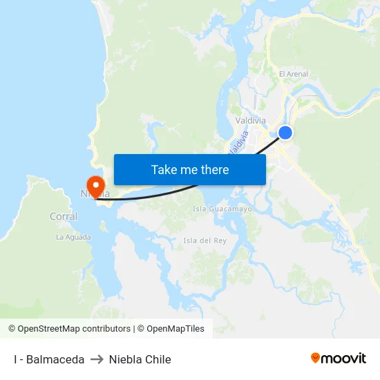 I - Balmaceda to Niebla Chile map