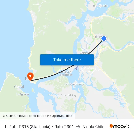 I - Ruta T-313 (Sta. Lucia) / Ruta T-301 to Niebla Chile map