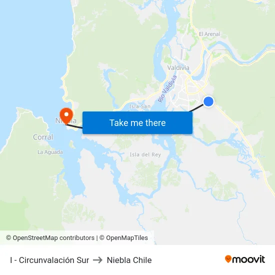 I - Circunvalación Sur to Niebla Chile map