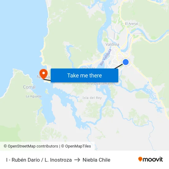 I - Rubén Darío / L. Inostroza to Niebla Chile map