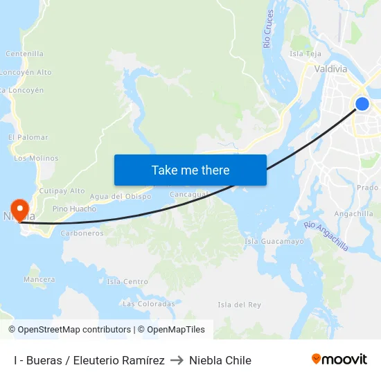 I - Bueras / Eleuterio Ramírez to Niebla Chile map