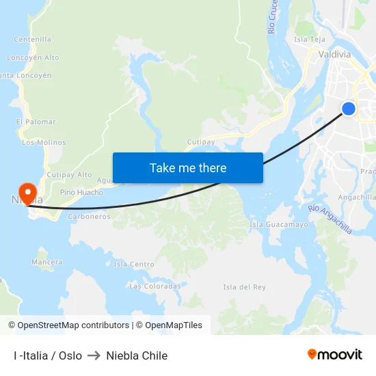 I -Italia / Oslo to Niebla Chile map