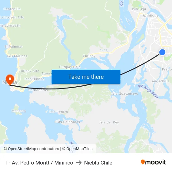 I - Av. Pedro Montt / Mininco to Niebla Chile map