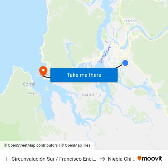 I - Circunvalación Sur / Francisco Encina to Niebla Chile map