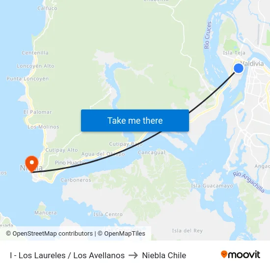 I - Los Laureles / Los Avellanos to Niebla Chile map
