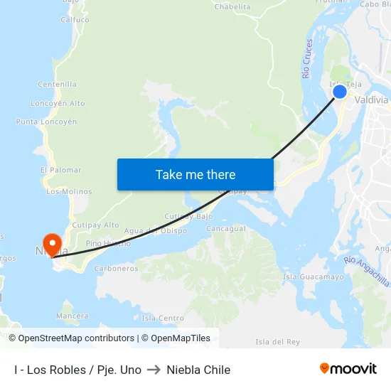 I - Los Robles / Pje. Uno to Niebla Chile map