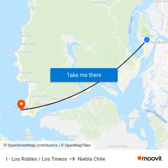 I - Los Robles / Los Tineos to Niebla Chile map