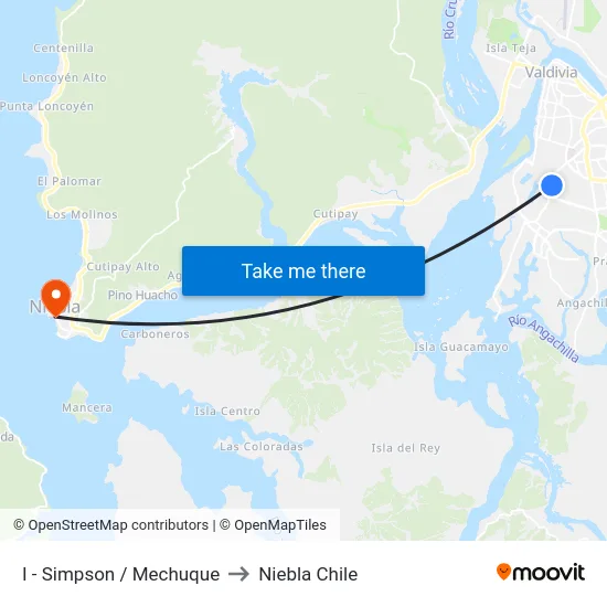 I - Simpson / Mechuque to Niebla Chile map