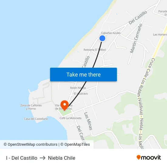 I - Del Castillo to Niebla Chile map