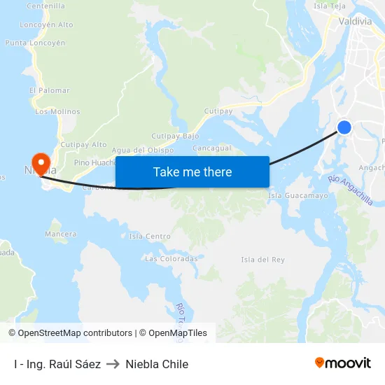 I - Ing. Raúl Sáez to Niebla Chile map