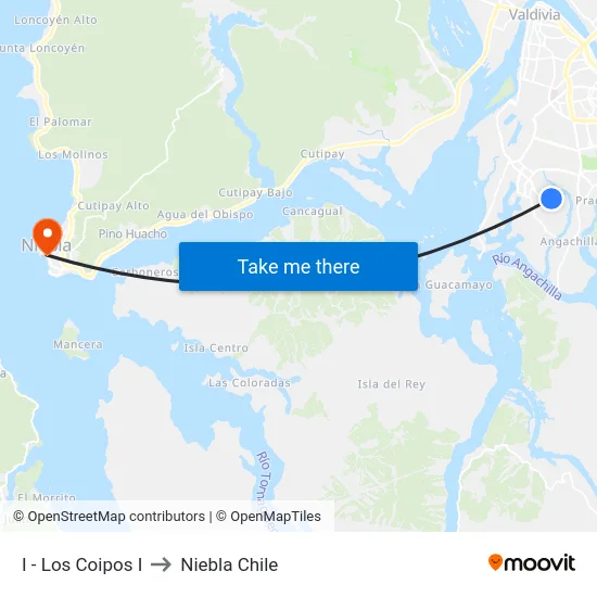 I - Los Coipos I to Niebla Chile map