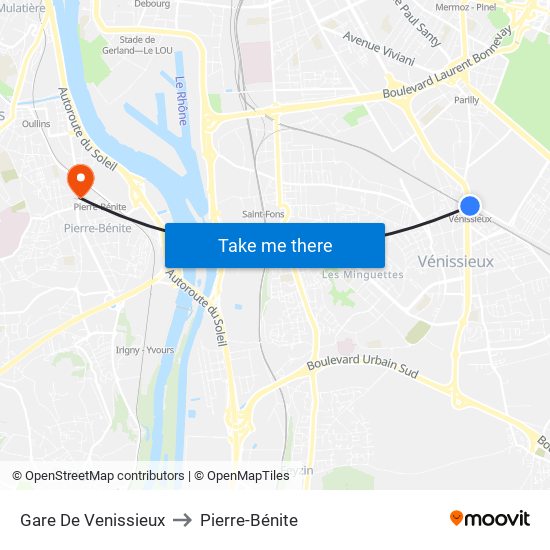 Gare De Venissieux to Pierre-Bénite map