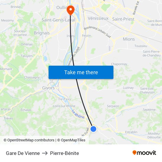 Gare De Vienne to Pierre-Bénite map