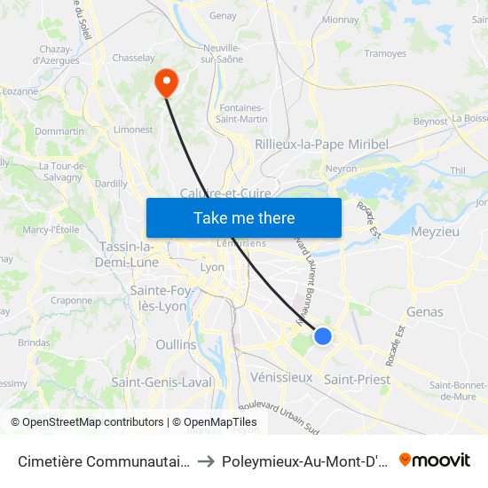 Cimetière Communautaire to Poleymieux-Au-Mont-D'Or map