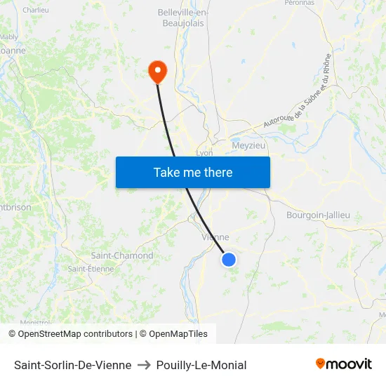 Saint-Sorlin-De-Vienne to Pouilly-Le-Monial map