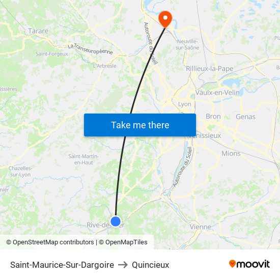 Saint-Maurice-Sur-Dargoire to Quincieux map