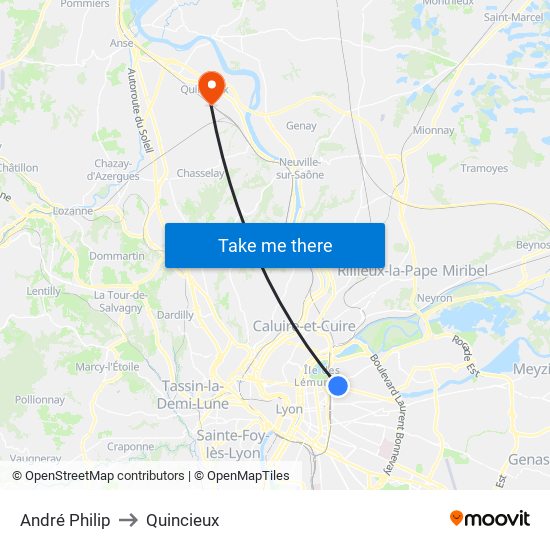 André Philip to Quincieux map