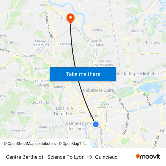 Centre Berthelot - Science Po Lyon to Quincieux map