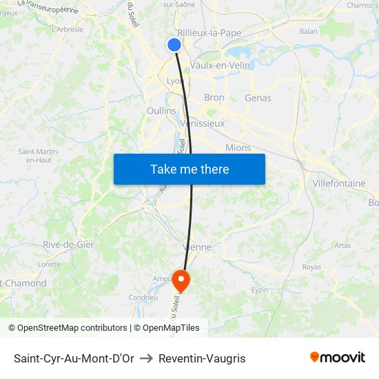 Saint-Cyr-Au-Mont-D'Or to Reventin-Vaugris map