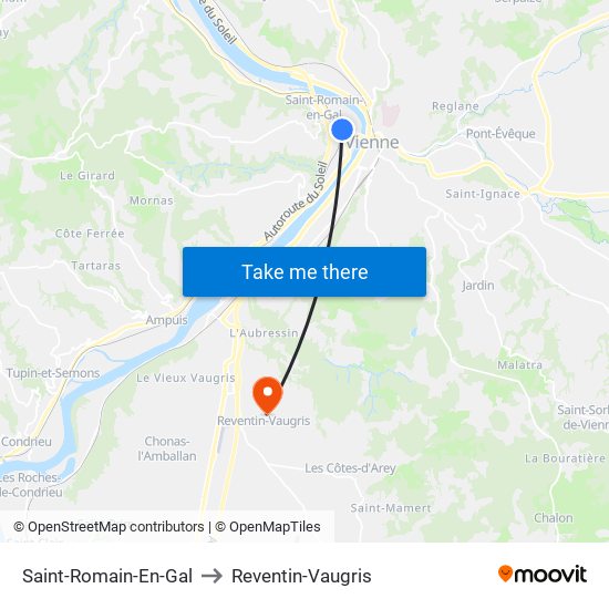Saint-Romain-En-Gal to Reventin-Vaugris map
