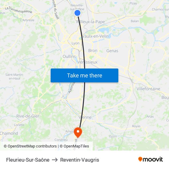 Fleurieu-Sur-Saône to Reventin-Vaugris map