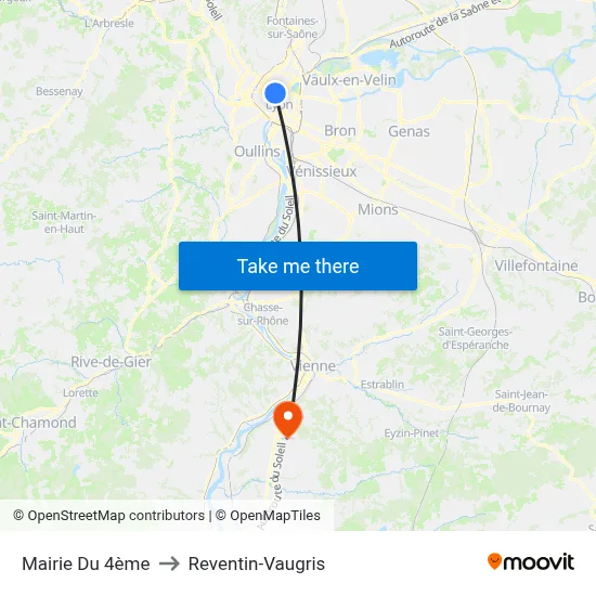 Mairie Du 4ème to Reventin-Vaugris map