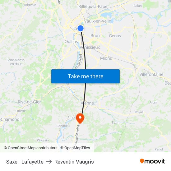 Saxe - Lafayette to Reventin-Vaugris map