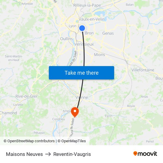 Maisons Neuves to Reventin-Vaugris map