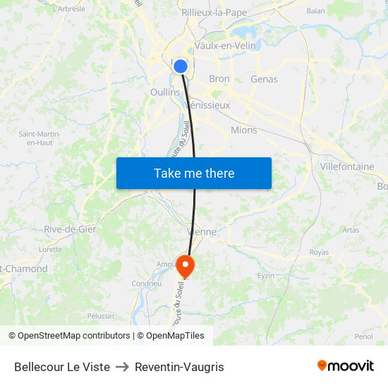Bellecour Le Viste to Reventin-Vaugris map