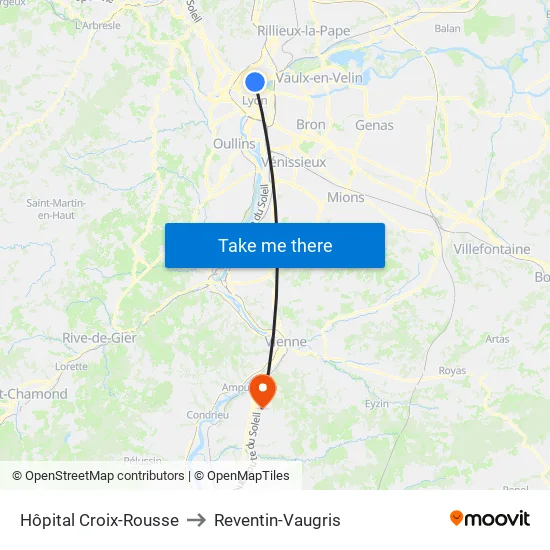 Hôpital Croix-Rousse to Reventin-Vaugris map