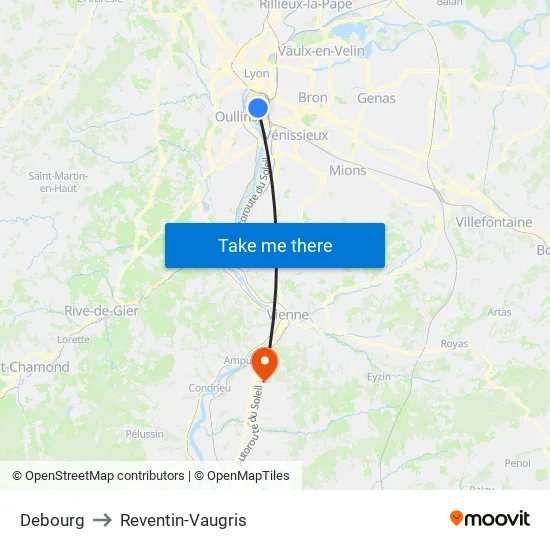 Debourg to Reventin-Vaugris map