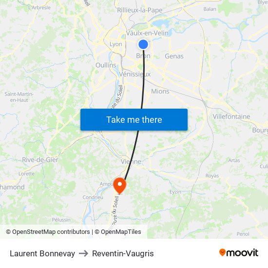 Laurent Bonnevay to Reventin-Vaugris map