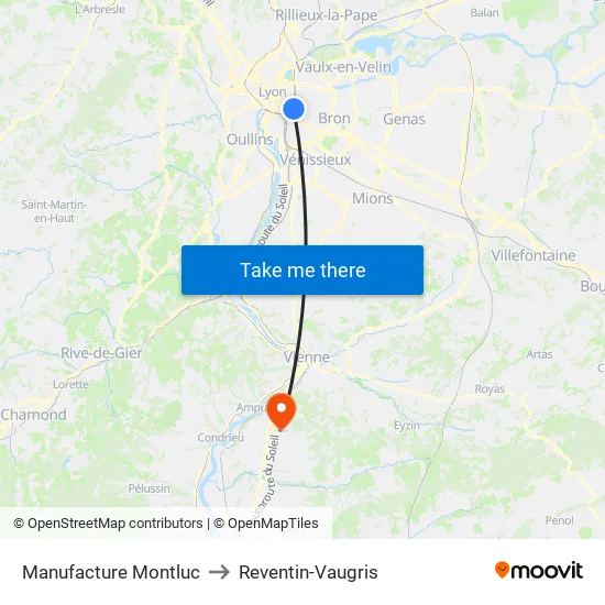 Manufacture Montluc to Reventin-Vaugris map