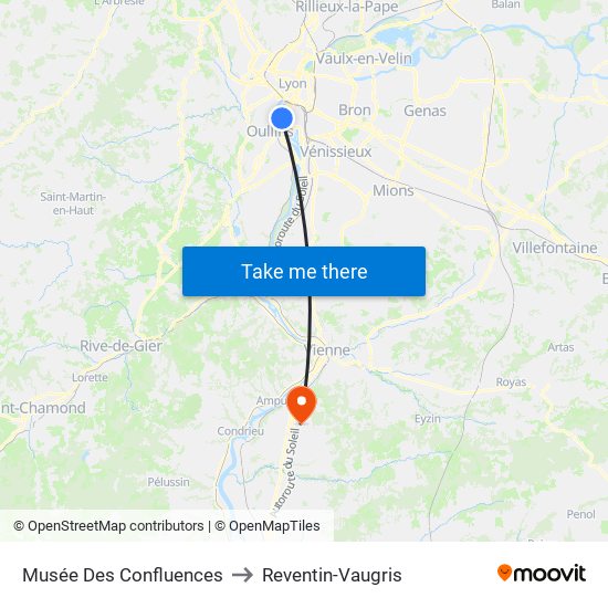 Musée Des Confluences to Reventin-Vaugris map