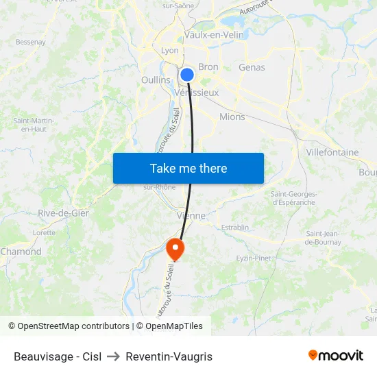 Beauvisage - Cisl to Reventin-Vaugris map