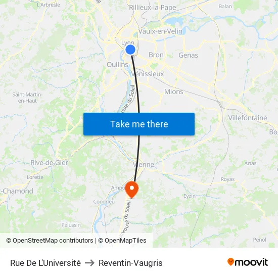 Rue De L'Université to Reventin-Vaugris map