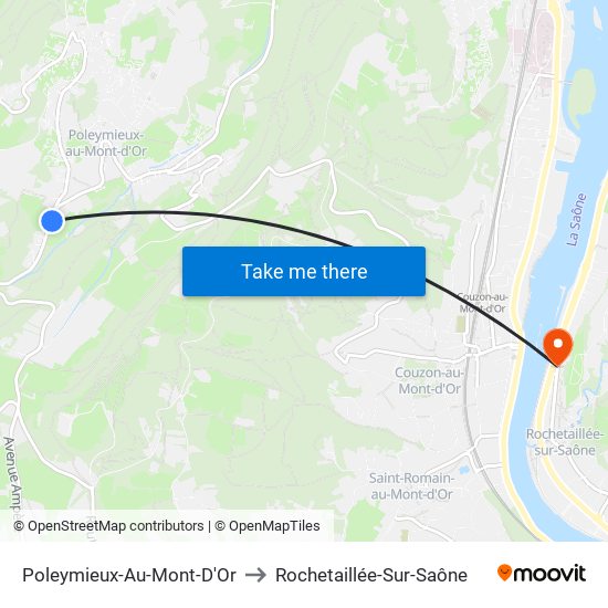 Poleymieux-Au-Mont-D'Or to Rochetaillée-Sur-Saône map