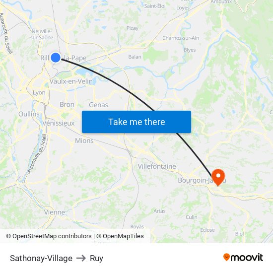 Sathonay-Village to Ruy map