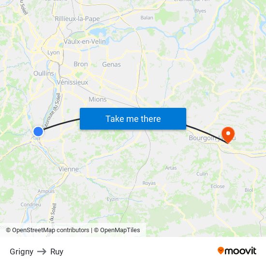 Grigny to Ruy map