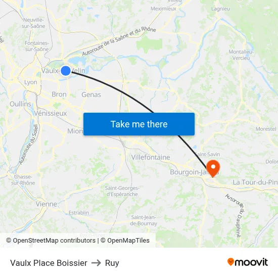 Vaulx Place Boissier to Ruy map
